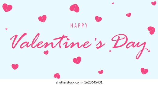 Lettering Happy Valentines Day banner. Valentines Day greeting card template with typography text happy valentine`s day. Vector illustration
