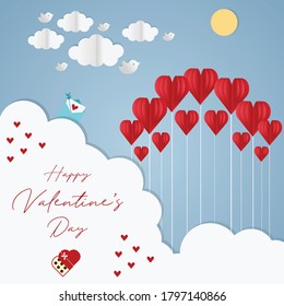 Lettering Happy Valentines Day banner. combine to heart shape. origami and happy valentine's day concept, vector art and illustration.