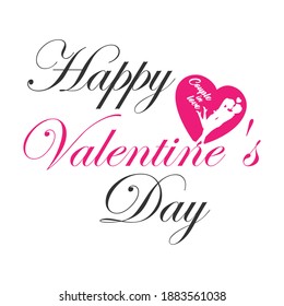 Lettering Happy Valentines Day banner. Valentines Day greeting card template with typography text happy valentine`s day and red heart and line on background. Vector illustration