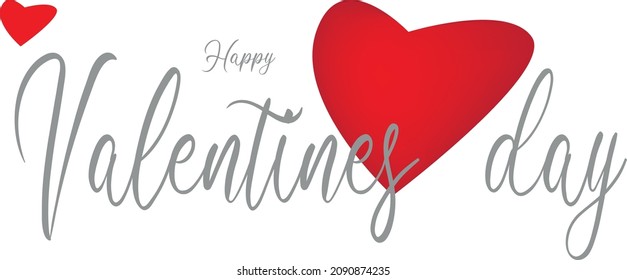 Lettering Happy Valentines Day banner. Valentines Day greeting card template with typography text happy valentine`s day and red heart and line on background. Vector illustration
