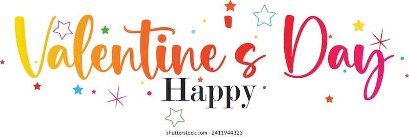 Lettering Happy Valentine's Day banner. Valentines Day greeting card template with typography text happy valentine`s day and red heart and line on background