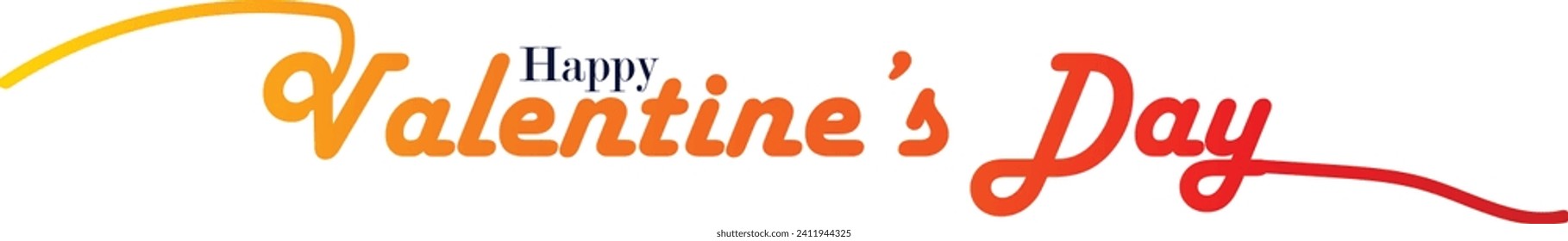 Lettering Happy Valentine's Day banner. Valentines Day greeting card template with typography text happy valentine`s day and red heart and line on background