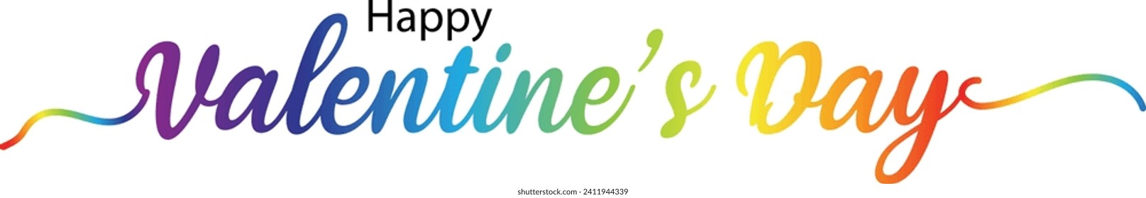 Lettering Happy Valentine's Day banner. Valentines Day greeting card template with typography text happy valentine`s day and red heart and line on background