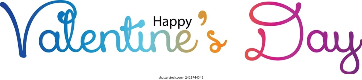 Lettering Happy Valentine's Day banner. Valentines Day greeting card template with typography text happy valentine`s day and red heart and line on background