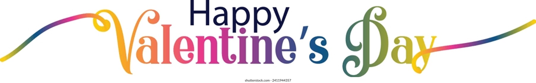 Lettering Happy Valentine's Day banner. Valentines Day greeting card template with typography text happy valentine`s day and red heart and line on background