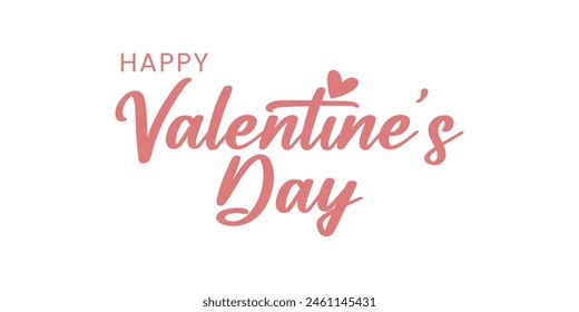 Lettering Happy Valentines Day banner black. Valentines Day greeting card template with typography text happy valentine`s day and pink hearts on background.