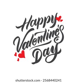 Lettering Happy Valentines Day banner Valentines Day greeting card template with typography text vector