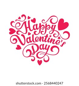 Lettering Happy Valentines Day banner Valentines Day greeting card template with typography text vector