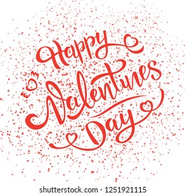 Lettering Happy Valentine's Day, congratulation, text, illustration, vector. St. Valentine's Day