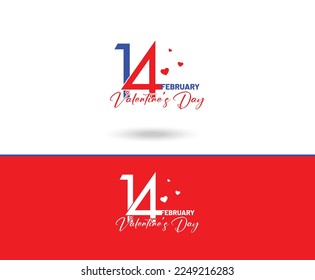 Lettering Happy Valentines Day, Valentines Day greeting card template with typography text happy valentine`s day and red heart 