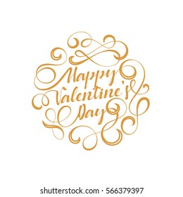 Lettering happy Valentines Day. Greeting Cards holiday. Phrase for design of brochures, posters, banners, web. Vector illustration.
