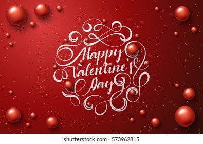 Lettering happy Valentines Day. Greeting Cards holiday. Phrase for design of brochures, posters, banners, web. Vector illustration.