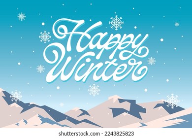 Lettering Happy Winter Vector, Illustration, Calligraphy Design, Usable for Poster, Banners, Postcards, Wallpaper, Gifts etc