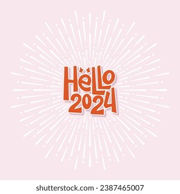 Grabación Hola 2024 Vector, Ilustración, Diseño de caligrafía, Usable para afiches, carteles, postales, papel tapiz, regalos, etc