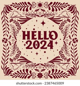 Lettering Hello 2024 Vector, Illustration, Calligraphy Design, Usable for Poster, Banners, Postcards, Wallpaper, Gifts etc