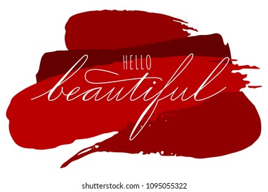 lettering hello beautiful phrase. handwriting of Spencerians