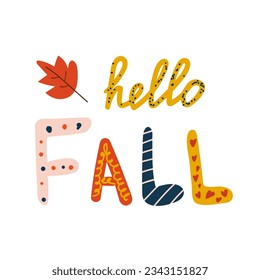 Dejando que se caiga el saludo. Ilustración vectorial dibujada a mano. Tema del otoño. Fondo blanco aislado. 