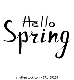 Lettering Hello Spring. Hand drawing word. Vector illustration Spring Hello.