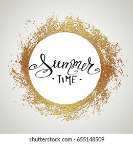 Lettering Hello Summer. Hand drawn calligraphy. Handwritten summer poster. Design element for seasonal banners,sale cards. Vector illustration