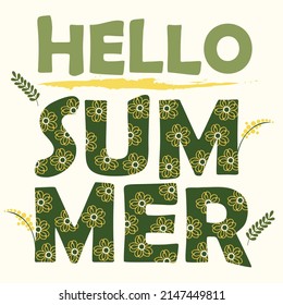 Lettering Hello Summer on a light background
