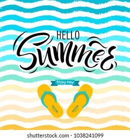 Lettering hello summer wrote by brush. Hello summer calligraphy.