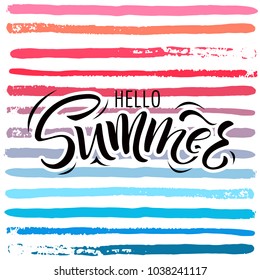 Lettering hello summer wrote by brush. Hello summer calligraphy.