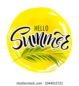 Lettering hello summer wrote by brush. Hello summer calligraphy.