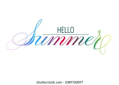 Lettering hello summer wrote by sharp pen. Hello summer calligraphy.