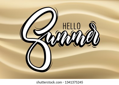 Lettering hello summer wrote by brush. Hello summer calligraphy.