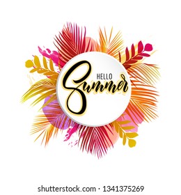 Lettering hello summer wrote by brush. Hello summer calligraphy.