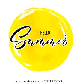 Lettering hello summer wrote by brush. Hello summer calligraphy.