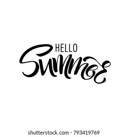 Lettering hello summer wrote by brush. Hello summer calligraphy.