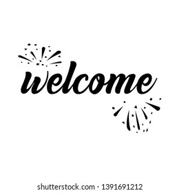 Lettering hello welcome wrote by brush. Hello welcome calligraphy. - Vector