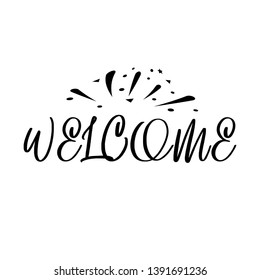 Lettering hello welcome wrote by brush. Hello welcome calligraphy. - Vector