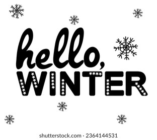 lettering "hello winter" on white