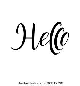 Lettering hello wrote by brush. Hello calligraphy.