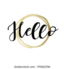Lettering hello wrote by brush. Hello calligraphy.