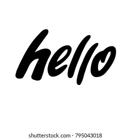 Lettering hello wrote by brush. Hello calligraphy.