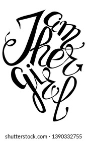 Lettering I'm her girl inscribed in the heart, double print, lesbians, gays, LGBT design, lgtb concept