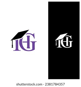 Lettering HG education, graduate hat logo icon