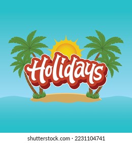 Briefing Holidays Vektorgrafik, Illustration, Kalligrafie Design, verwendbar für Poster, Banner, Postkarten, Tapete, Geschenke etc.