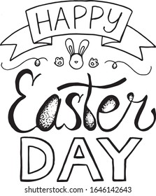 lettering in honor of the Easter holiday with the words: happy easter day