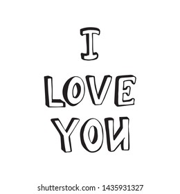 Lettering "I love you" calligraphic font, hand drawing. Individual font. Declaration of love. Twisted inscription. Light background