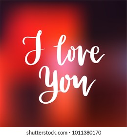 Lettering "I love you", handwritten. Declaration for postcard, print design. Bright Background