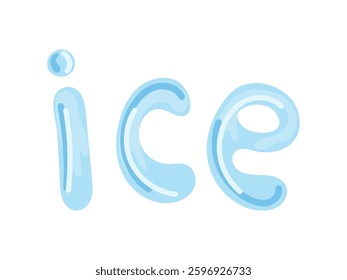 Lettering ICE. Vector illustration of ice letters, in flat style