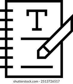 lettering icon. Thin linear style design isolated on white background