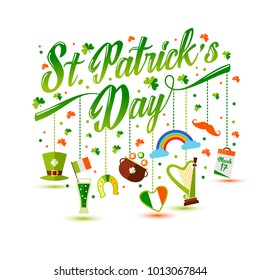 Lettering with icons of Saint Patrick s Day