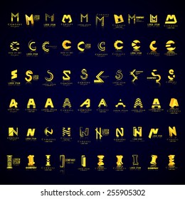 Lettering Icons Set - Isolated On Blue Background - Vector Illustration, Graphic Design, Editable For Your Design