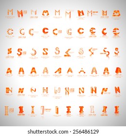 Lettering Icons Set - Isolated On Gray Background - Vector Illustration, Graphic Design, Editable For Your Design