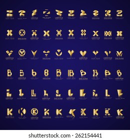 Lettering Icons Set - Isolated On Blue Background - Vector Illustration, Graphic Design, Editable For Your Design